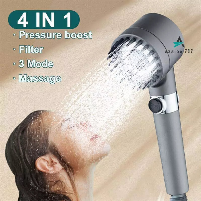 4-in-1 High Pressure Shower Head — Filter, Massage & Water Saving
