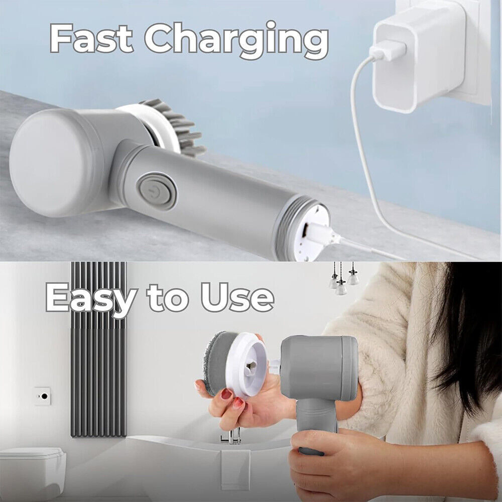Electric Spin Scrubber Cordless — 8-in-1 Rechargeable Cleaning Brush Set for Bathroom Tiles & Kitchen