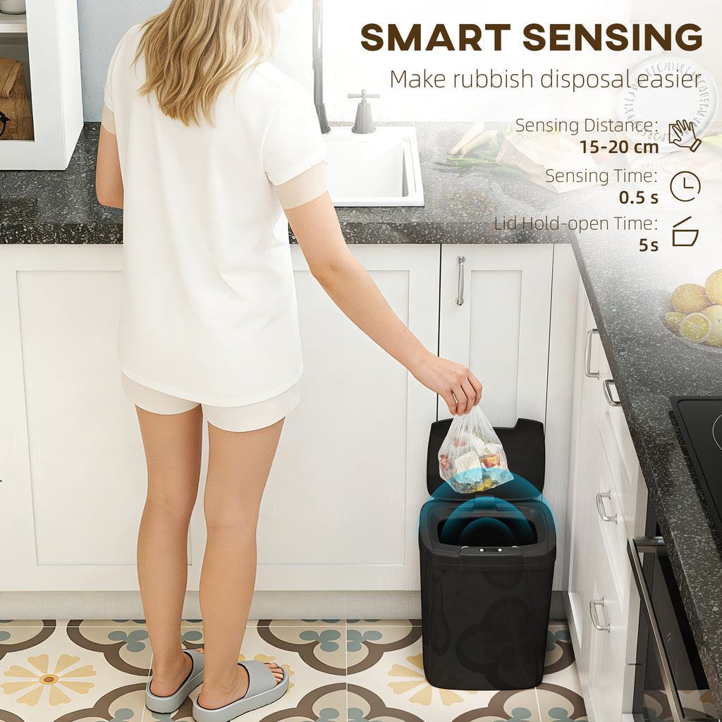 15L Automatic Touchless Sensor Bin – Slim, Quiet, Battery‑Operated Waste Bin (UK Stock)