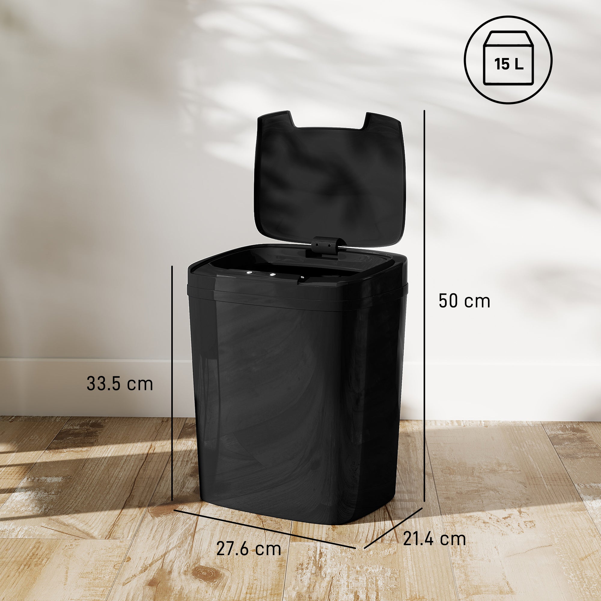 15L Automatic Touchless Sensor Bin – Slim, Quiet, Battery‑Operated Waste Bin (UK Stock)