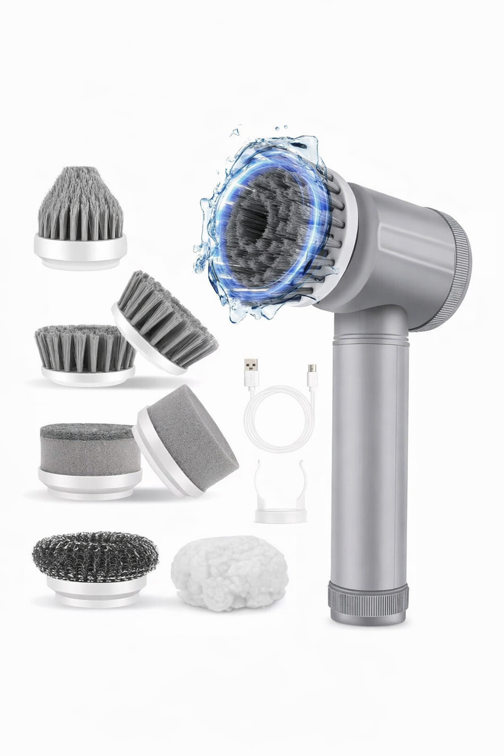 Electric Spin Scrubber Cordless — 8-in-1 Rechargeable Cleaning Brush Set for Bathroom Tiles & Kitchen