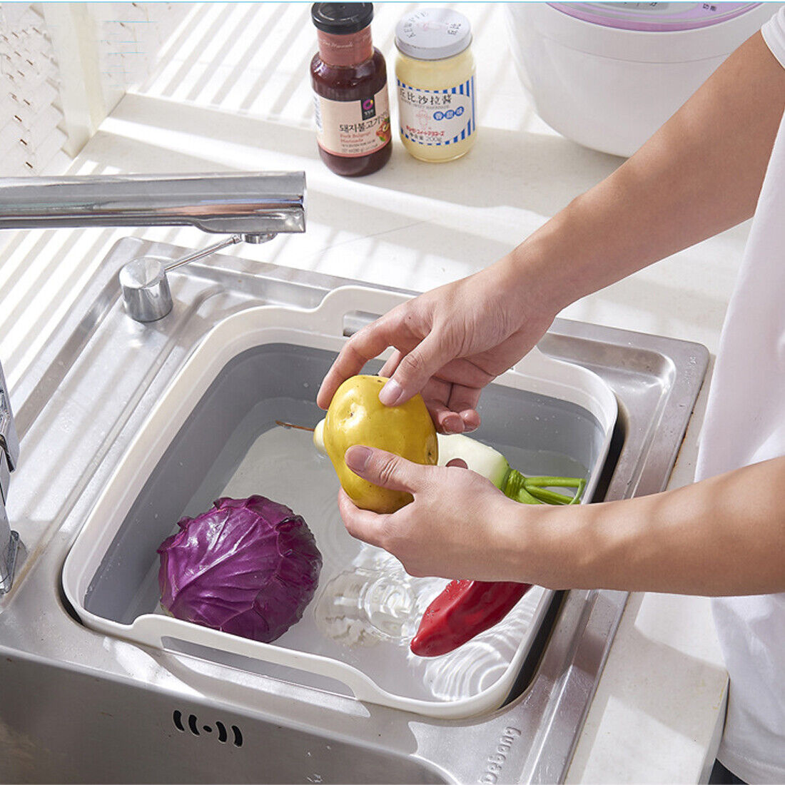 Foldable Multipurpose Basin – Collapsible Washing Bowl for Kitchen, Camping & Travel (UK Stock)