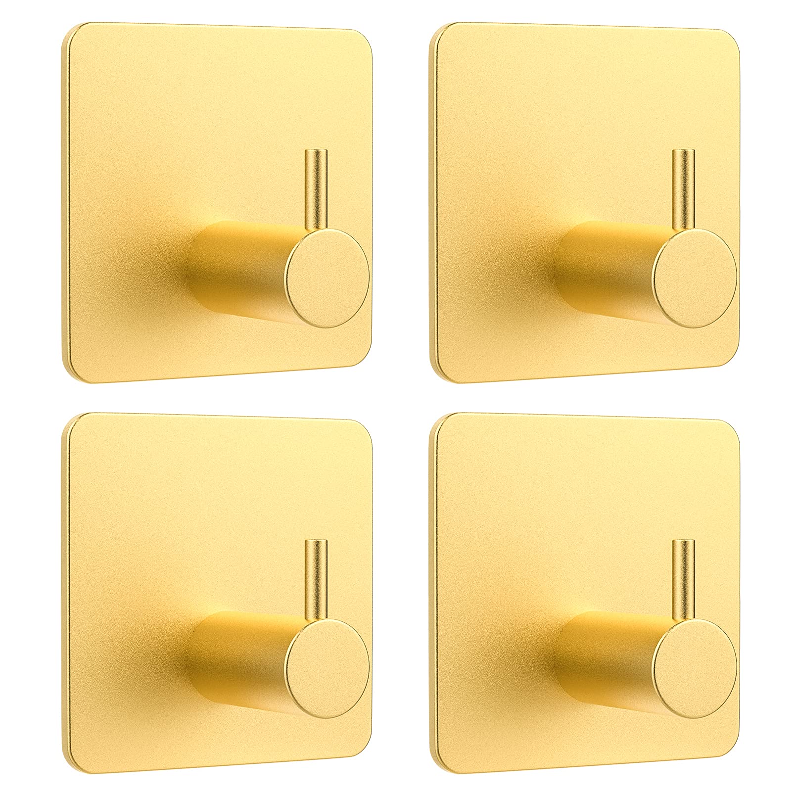 Self‑Adhesive Towel Hooks – No‑Drill Stainless Steel Wall Hooks (4‑Pack, Gold)